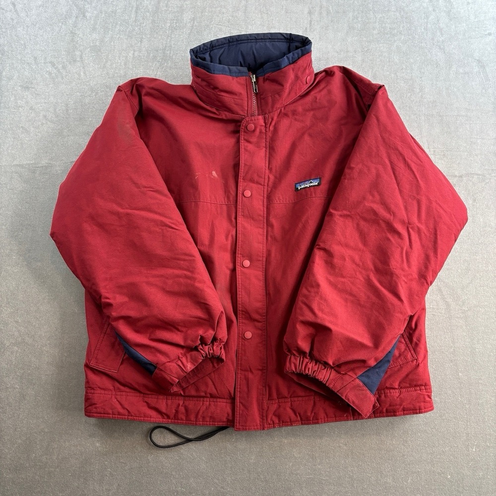 VTG Patagonia Puffer Burgundy Polyester Poly Filled Nylon Lined Jacket Kids 12